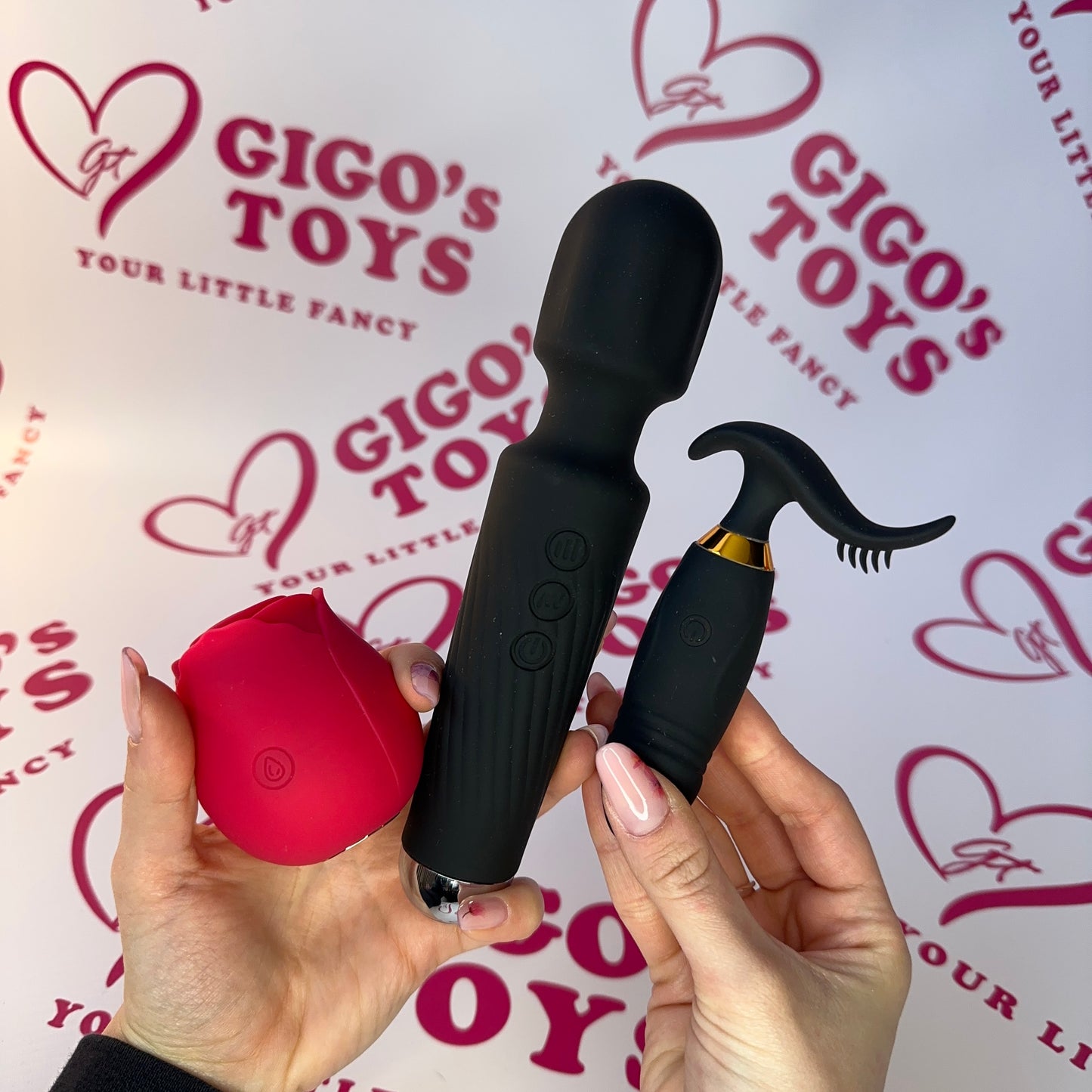 Trio Black Magic - Wand Massager, Succhia Clitoride Rosa e Vibratore a Distanza